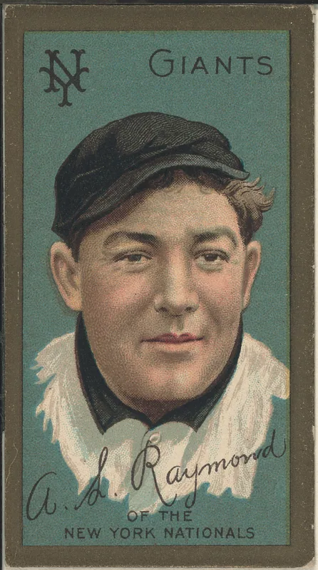 Front of Bugs Raymond card, 1911 T205 Gold Borders, catalog no. 1159