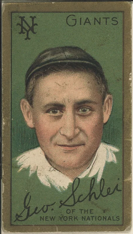 Front of George Schlei card, 1911 T205 Gold Borders, catalog no. 1206