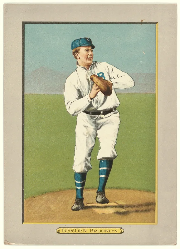 Front of Bill Bergen card, 1911 T3 Turkey Red, cabinets, #2