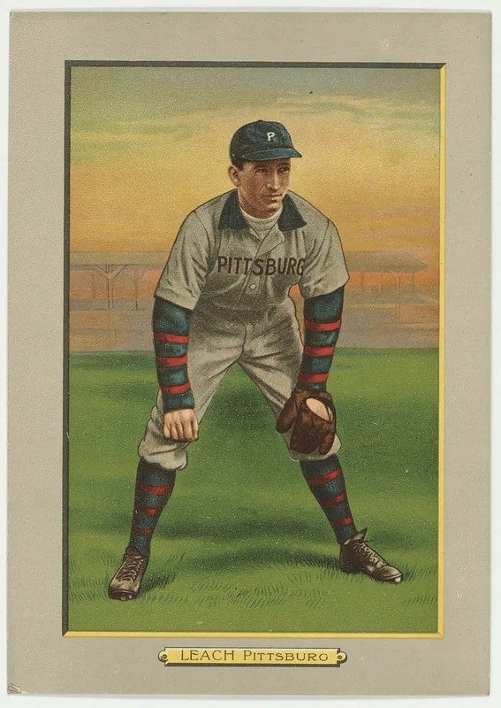 Front of Tommy Leach card, 1911 T3 Turkey Red, cabinets, #3