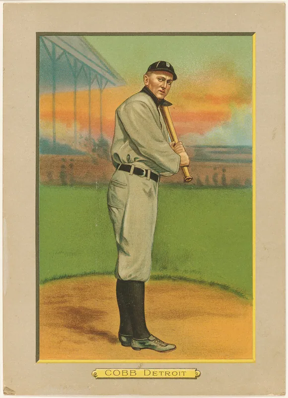 Front of Ty Cobb card, 1911 T3 Turkey Red, cabinets, #9