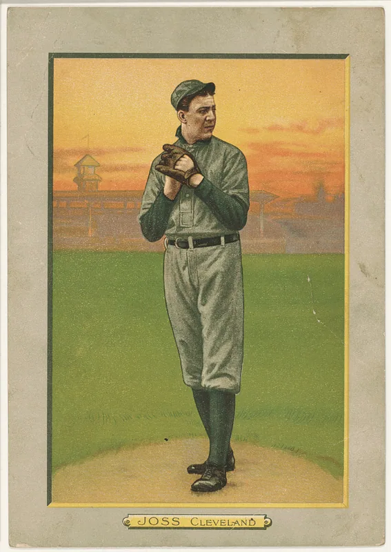 Front of Addie Joss card, 1911 T3 Turkey Red, cabinets, #19