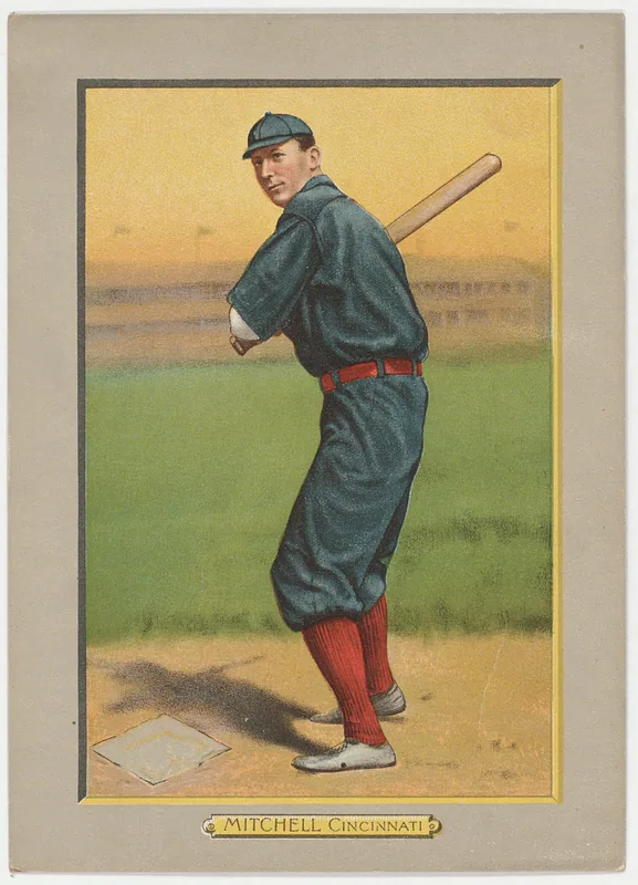 Front of Mike Mitchell card, 1911 T3 Turkey Red, cabinets, #24