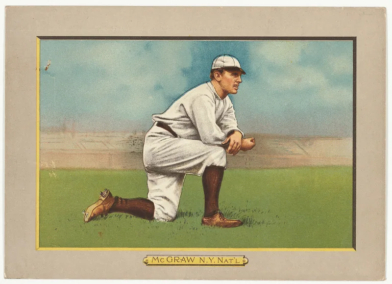 Front of John McGraw card, 1911 T3 Turkey Red, cabinets, #26