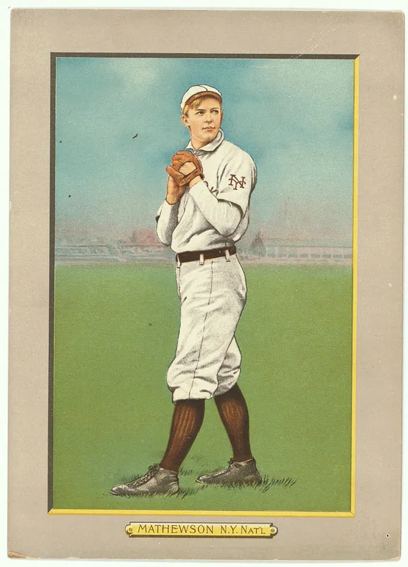 Front of Christy Mathewson card, 1911 T3 Turkey Red, cabinets, #27
