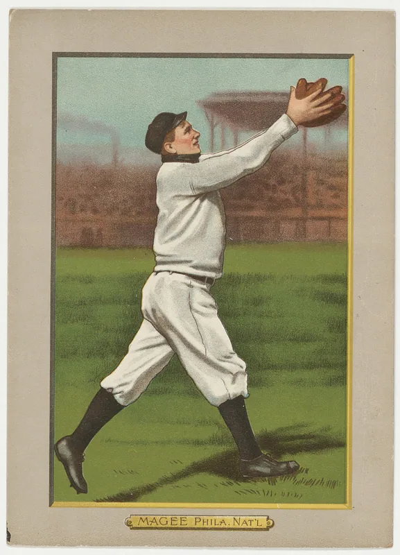 Front of Sherry Magee card, 1911 T3 Turkey Red, cabinets, #31