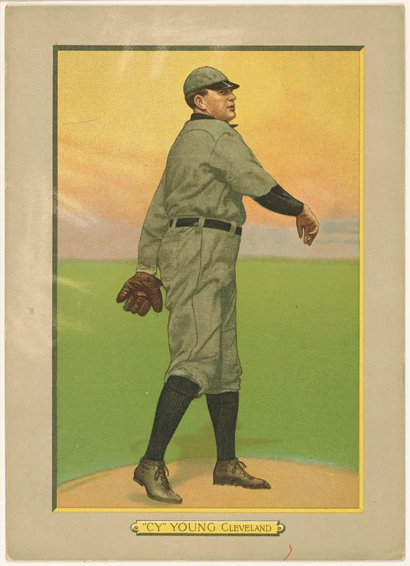 Front of Cy Young card, 1911 T3 Turkey Red, cabinets, #42