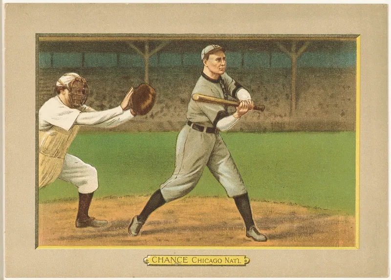Front of Frank Chance card, 1911 T3 Turkey Red, cabinets, #47