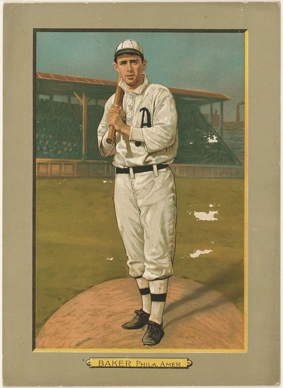 Front of Frank Baker card, 1911 T3 Turkey Red, cabinets, #78