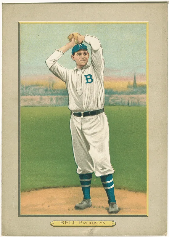 Front of George Bell card, 1911 T3 Turkey Red, cabinets, #79