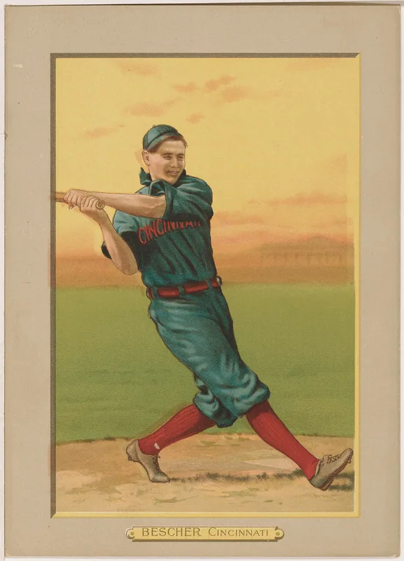 Front of Bob Bescher card, 1911 T3 Turkey Red, cabinets, #81