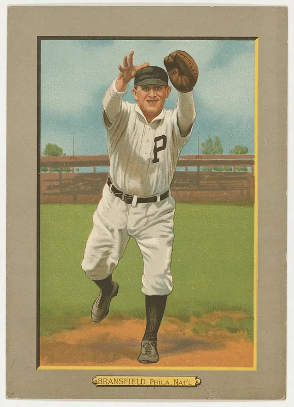 Front of Kitty Bransfield card, 1911 T3 Turkey Red, cabinets, #82
