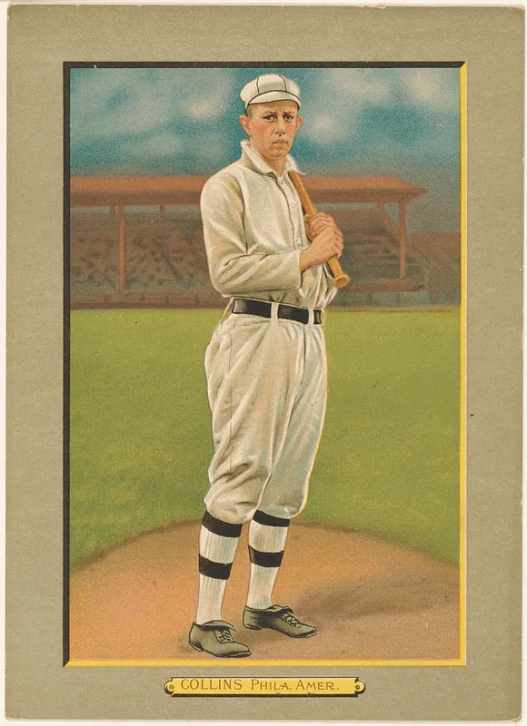 Front of Eddie Collins card, 1911 T3 Turkey Red, cabinets, #87