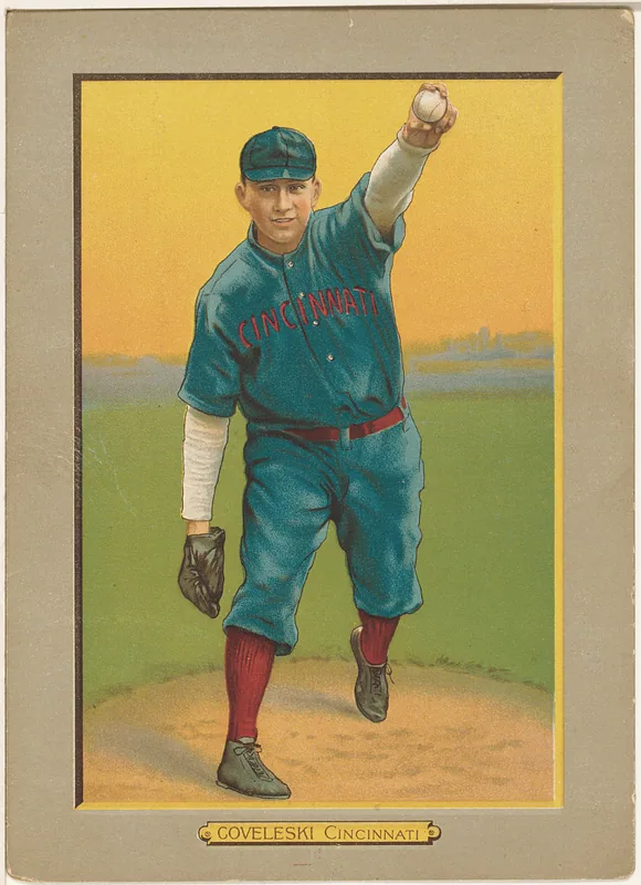 Front of Harry Coveleski card, 1911 T3 Turkey Red, cabinets, #88