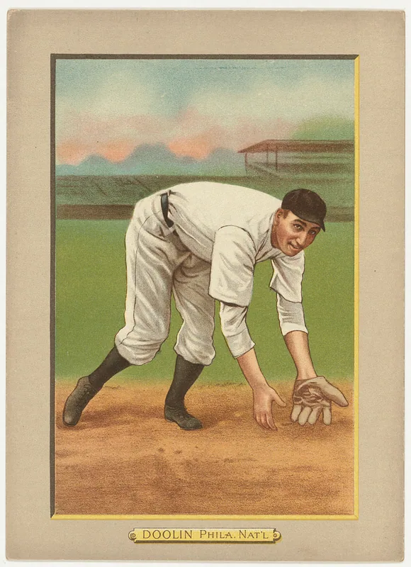Front of Mickey Doolan card, 1911 T3 Turkey Red, cabinets, #90b