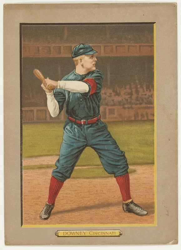 Front of Tom Downey card, 1911 T3 Turkey Red, cabinets, #91
