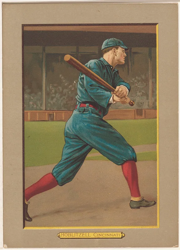 Front of Dick Hoblitzell card, 1911 T3 Turkey Red, cabinets, #97