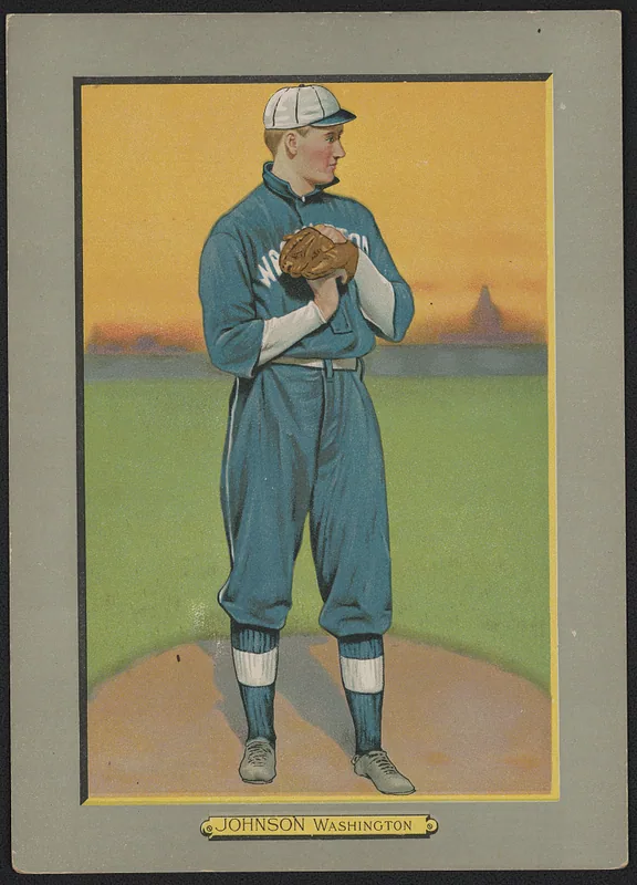 Front of Walter Johnson card, 1911 T3 Turkey Red, cabinets, #99