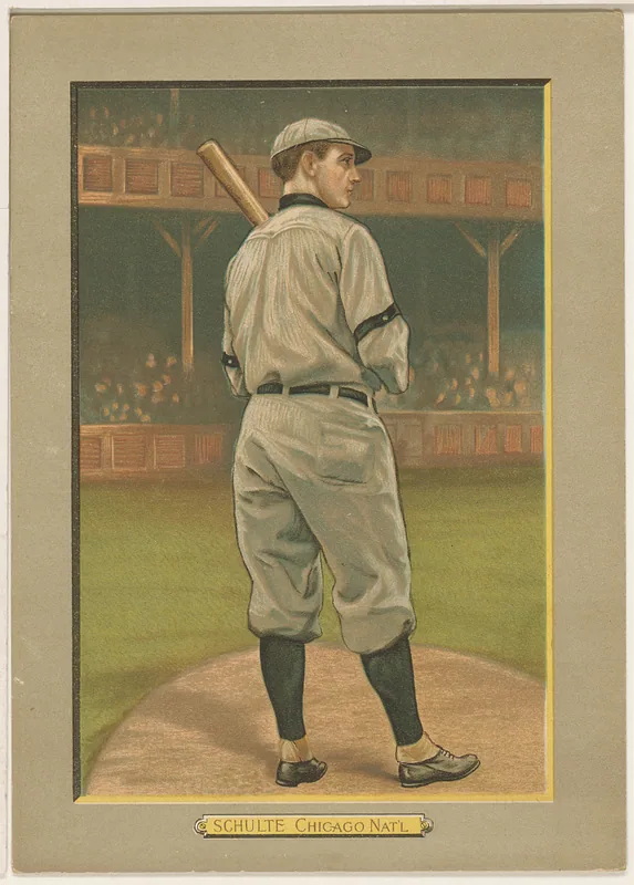 Front of Frank Schulte card, 1911 T3 Turkey Red, cabinets, #117