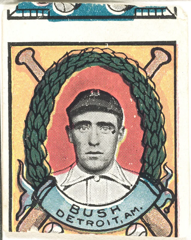 Front of Donie Bush card, 1911 T332 Helmar Stamps, catalog no. 24