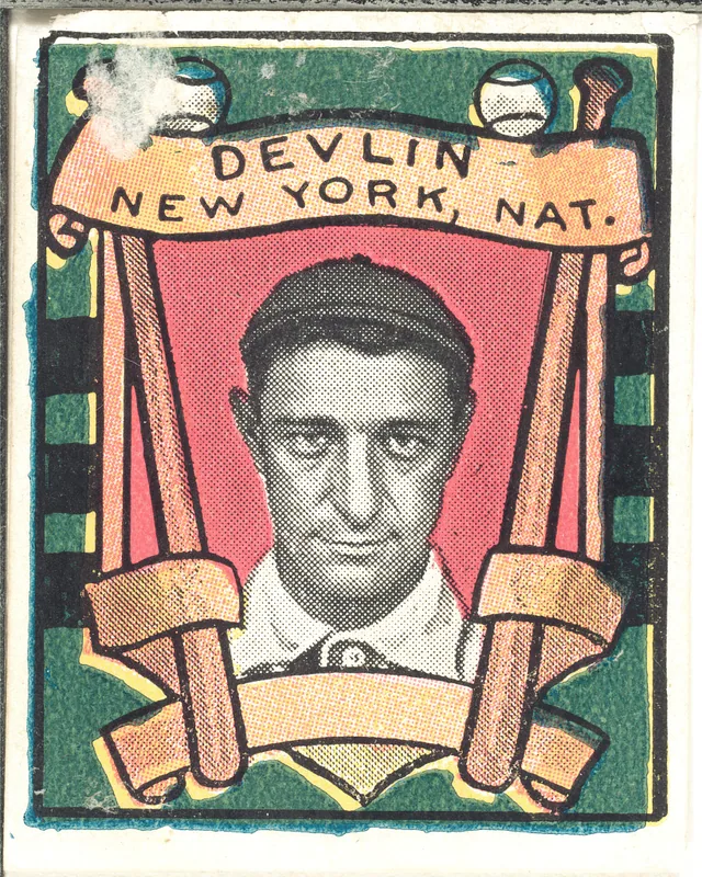 Front of Art Devlin card, 1911 T332 Helmar Stamps, catalog no. 47