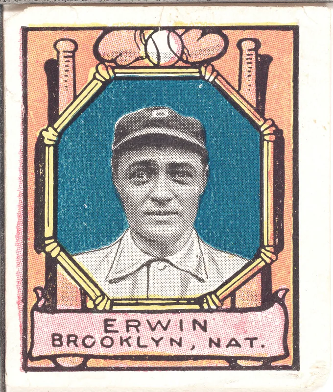 Front of Tex Erwin card, 1911 T332 Helmar Stamps, catalog no. 58
