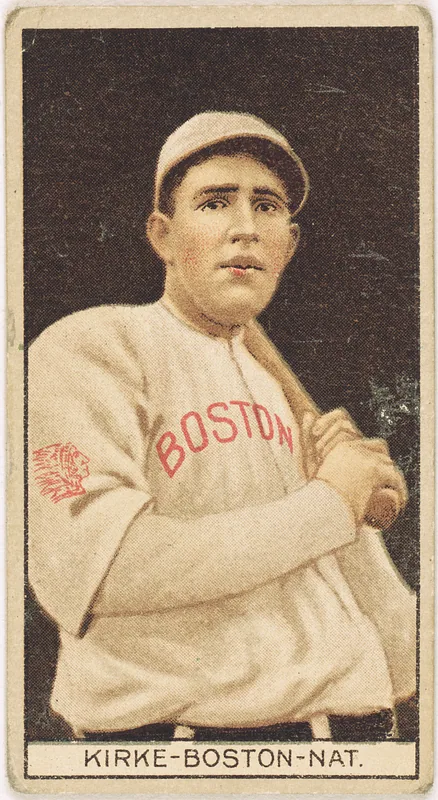 Front of Jay Kirke card, 1912 T207 Brown Background, catalog no. 90