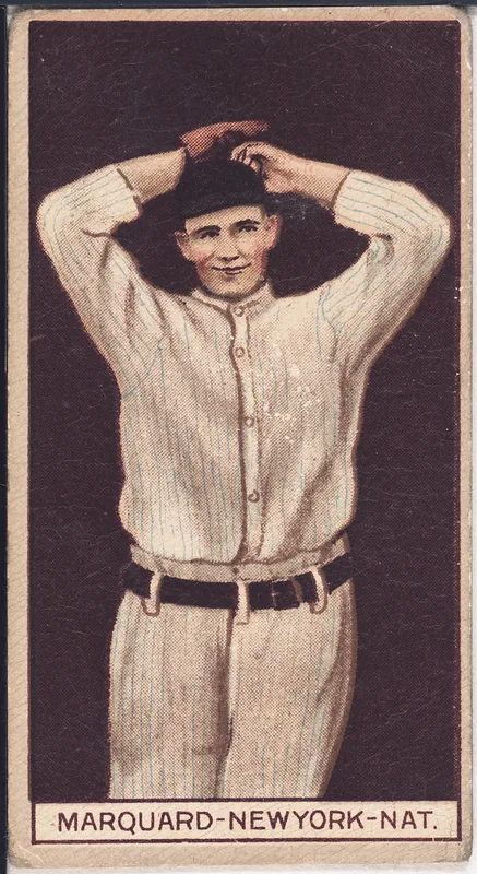 Front of Rube Marquard card, 1912 T207 Brown Background, catalog no. 114