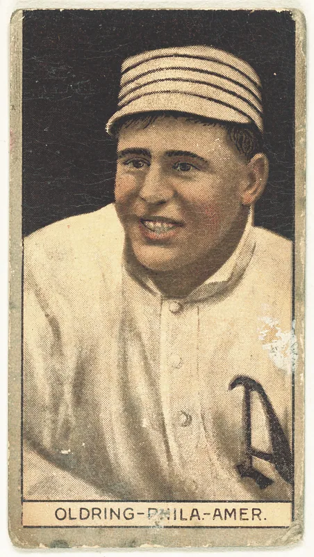 Front of Rube Oldring card, 1912 T207 Brown Background, catalog no. 145