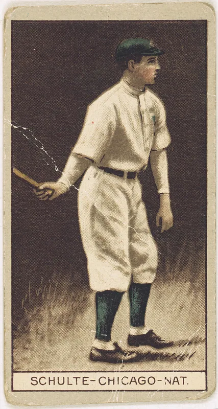 Front of Frank Schulte card, 1912 T207 Brown Background, catalog no. 164