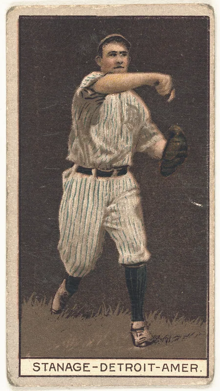 Front of Oscar Stanage card, 1912 T207 Brown Background, catalog no. 174