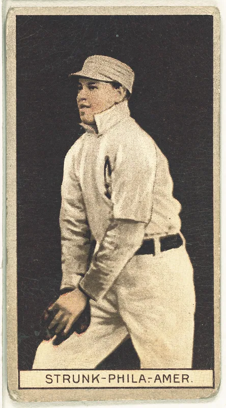 Front of Amos Strunk card, 1912 T207 Brown Background, catalog no. 179
