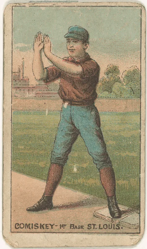 Front of Charles Comiskey card, 1887 N284 Gold Coin, catalog no. 29