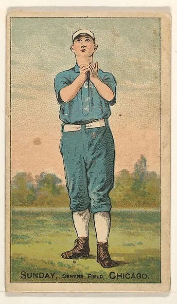 Front of Billy Sunday card, 1887 N284 Gold Coin, catalog no. 127