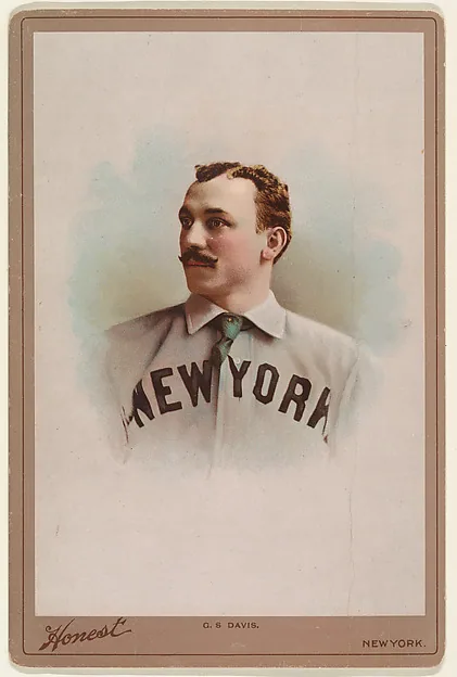 Front of George Davis card, 1894 N142 Duke Cabinets, catalog no. 1