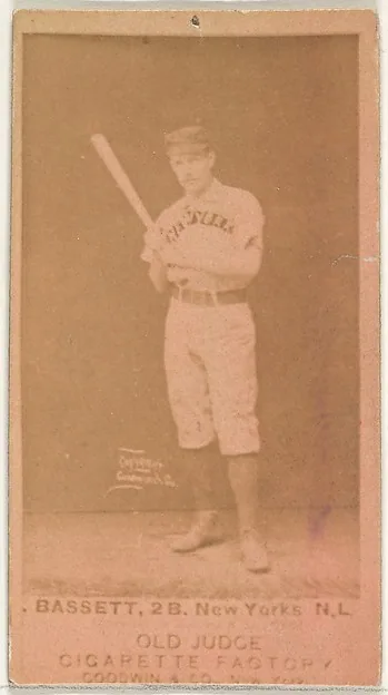 Front of Charles Bassett card, 1887 N172 Old Judge, photographic, catalog no. 155