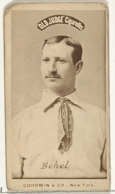 Front of Stephen Behel card, 1887 N172 Old Judge, photographic, catalog no. 183