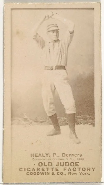 Front of John Healy card, 1887 N172 Old Judge, photographic, catalog no. 1705