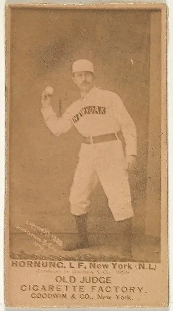 Front of Joe Hornung card, 1887 N172 Old Judge, photographic, catalog no. 1846
