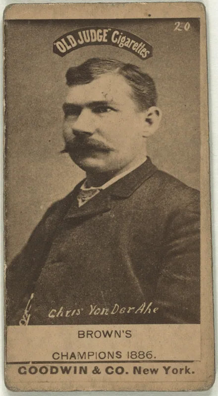 Front of Christian von der Ahe card, 1887 N172 Old Judge, photographic, catalog no. 3704