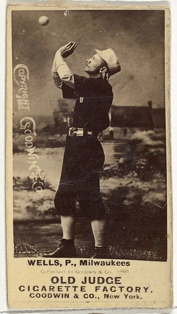 Front of Frank Wells card, 1887 N172 Old Judge, photographic, catalog no. 3775