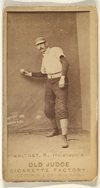 Front of Jim Whitney card, 1887 N172 Old Judge, photographic, catalog no. 3859