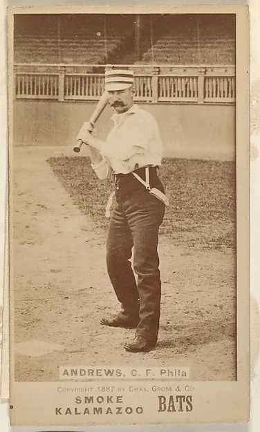 Front of Ed Andrews card, 1887 N690 Kalamazoo Bats, catalog no. 1