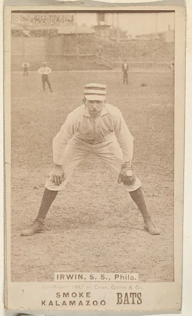 Front of Art Irwin card, 1887 N690 Kalamazoo Bats, catalog no. 26