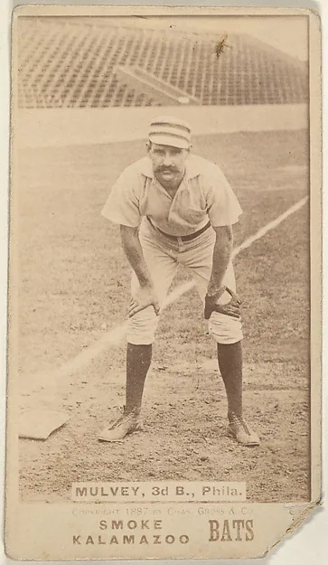 Front of Joe Mulvey card, 1887 N690 Kalamazoo Bats, catalog no. 43
