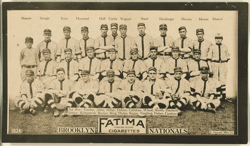Front of Brooklyn Dodgers card, 1913 T200 Fatima Team, catalog no. 3