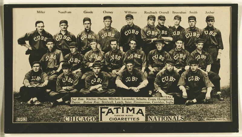 Front of Chicago Cubs card, 1913 T200 Fatima Team, catalog no. 4