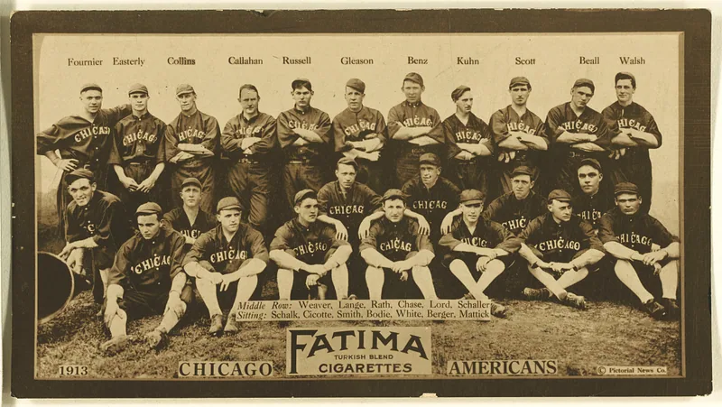 Front of Chicago White Sox card, 1913 T200 Fatima Team, catalog no. 5