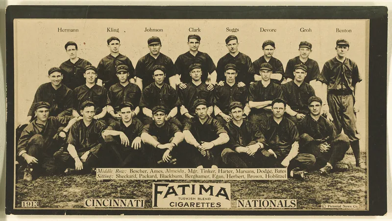 Front of Cincinnati Reds card, 1913 T200 Fatima Team, catalog no. 6