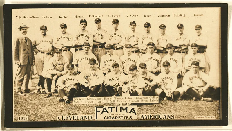 Front of Cleveland Naps card, 1913 T200 Fatima Team, catalog no. 7